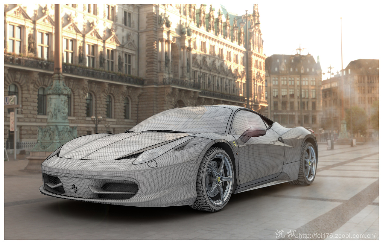 法拉利赛车 3dmax 渲染 汽车 效果图 没事做着玩