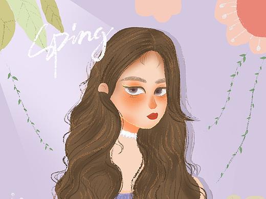 春日少女（個(gè)人主頁-ZNTE5NjM1ODQ=） - 商業(yè)插畫 - 站酷設(shè)計(jì)師糖果有點(diǎn)甜原創(chuàng)素材 - 站酷ZCOOL