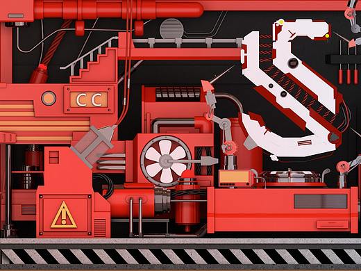 C4D入门临摹作品-1机械迷城