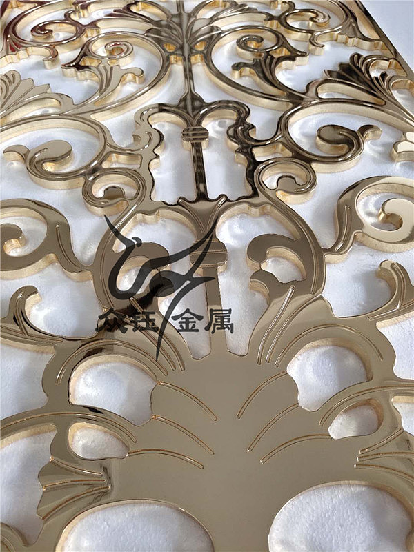 铝板雕花格栅 双面K金铝板镂空豪华隔断