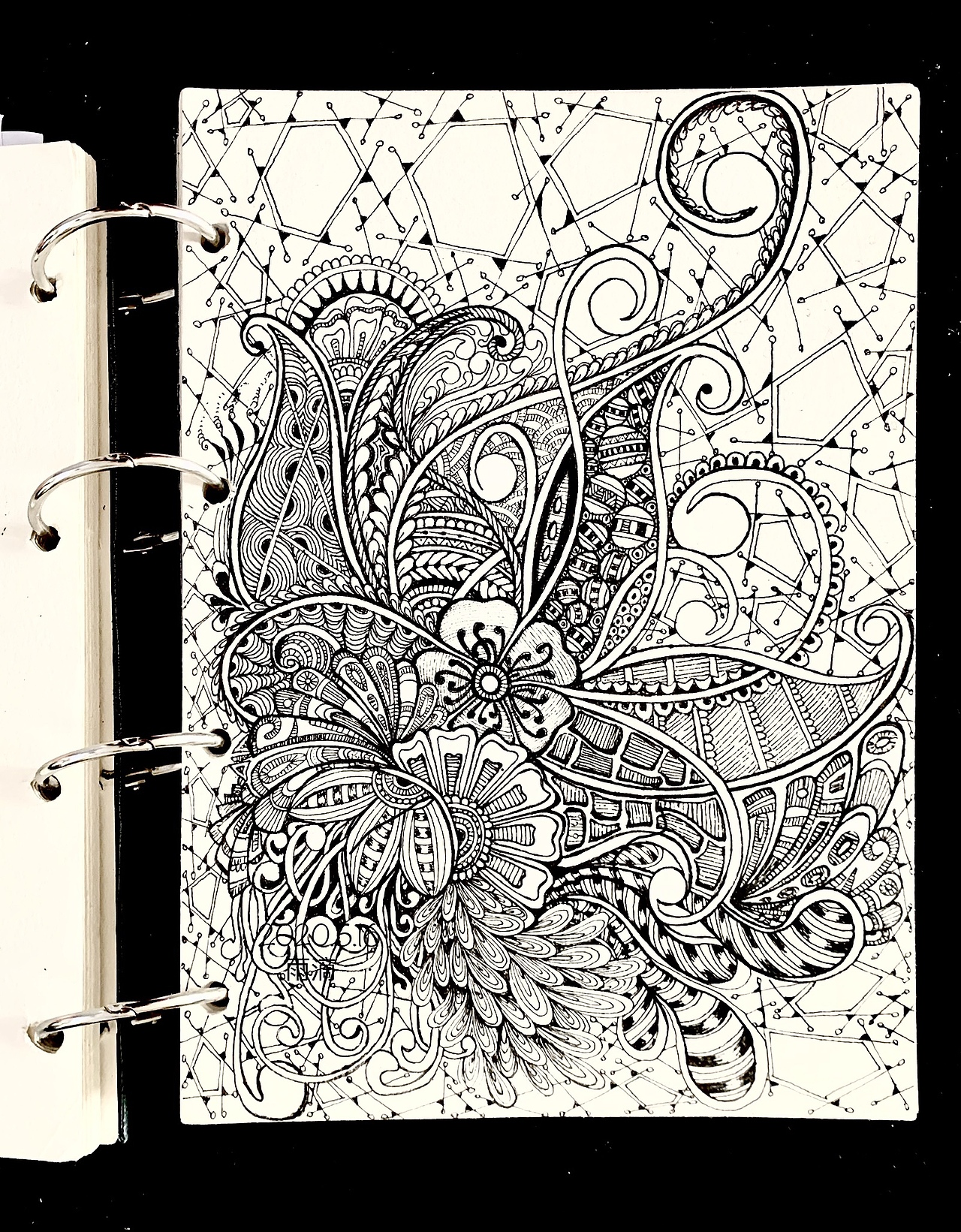 黑白条纹插画点线面禅绕画线描