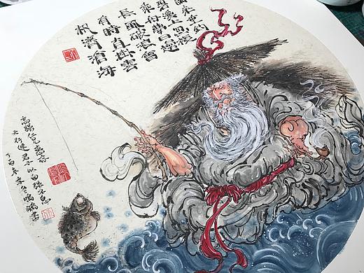 「上善凡品」，原创国画[姜太公钓鱼]血竭