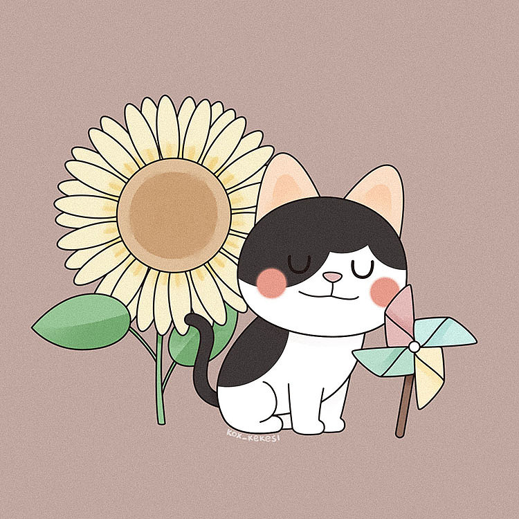 猫与花（图ZMjA2MzkyMDQ4） - 商业插画 - 站酷设计师Kox豪烁郎原创素材 - 站酷ZCOOL