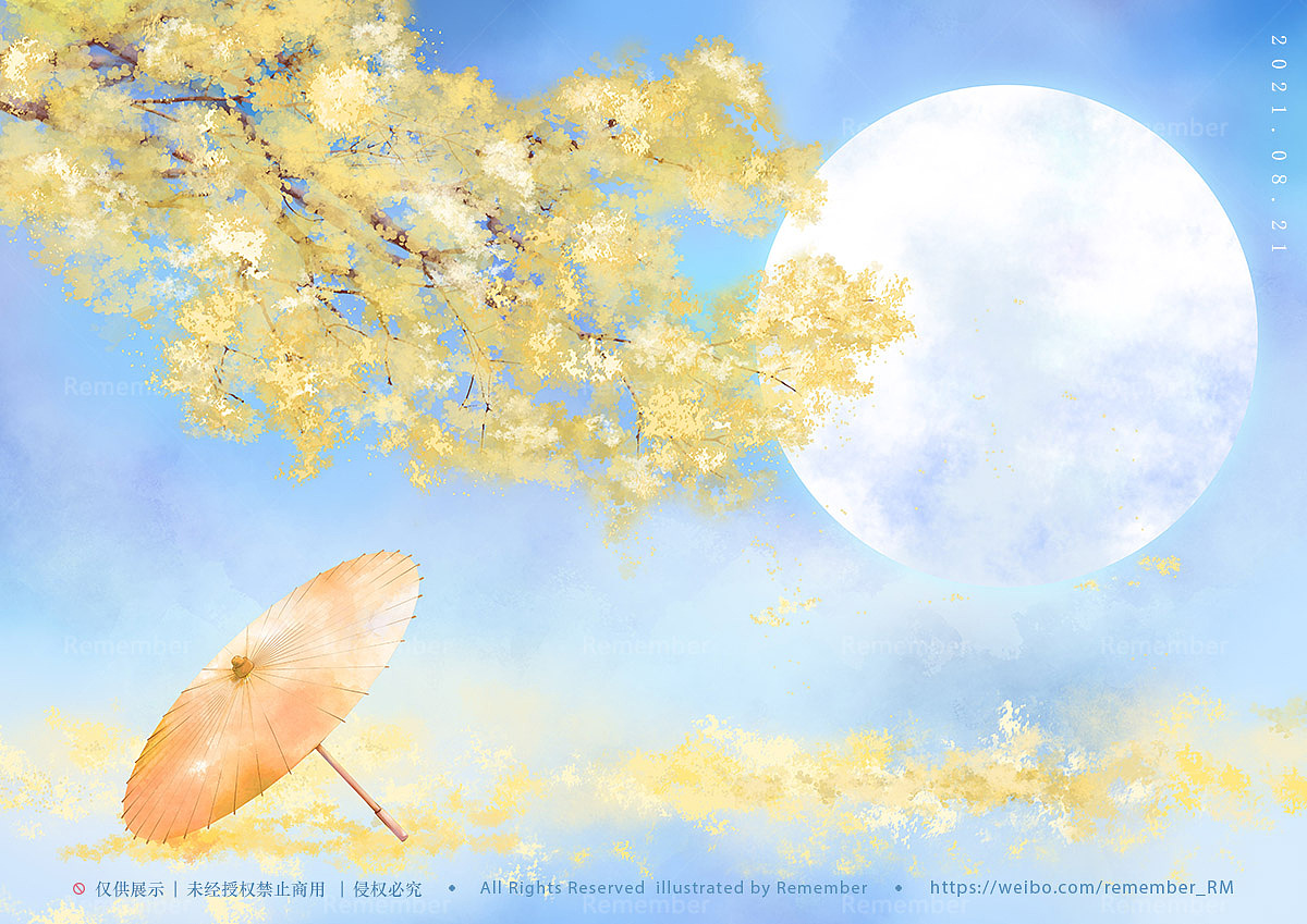 古风月下弹琴女子|插画|商业插画|remember_rm - 原创作品 - 站酷