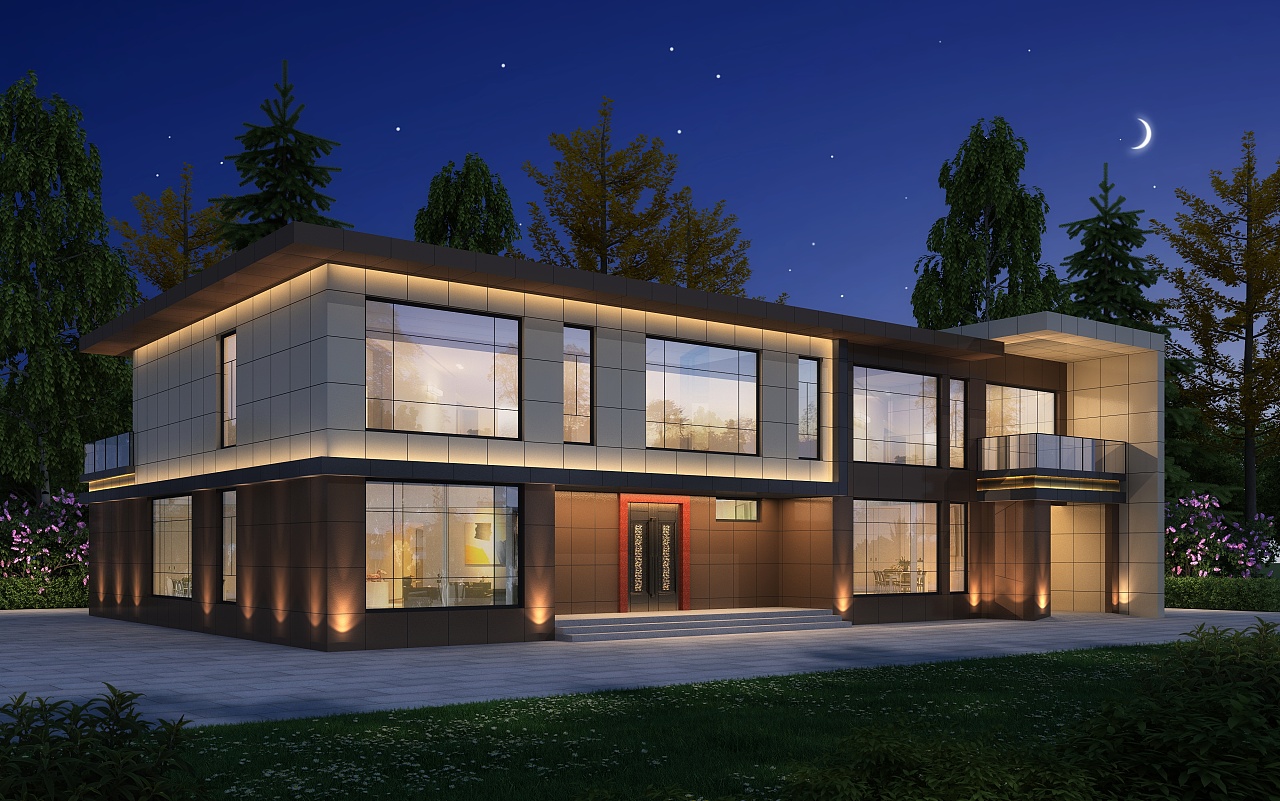 室外 别墅外观效果图|空间|建筑设计|玲18019926177 - 原创作品