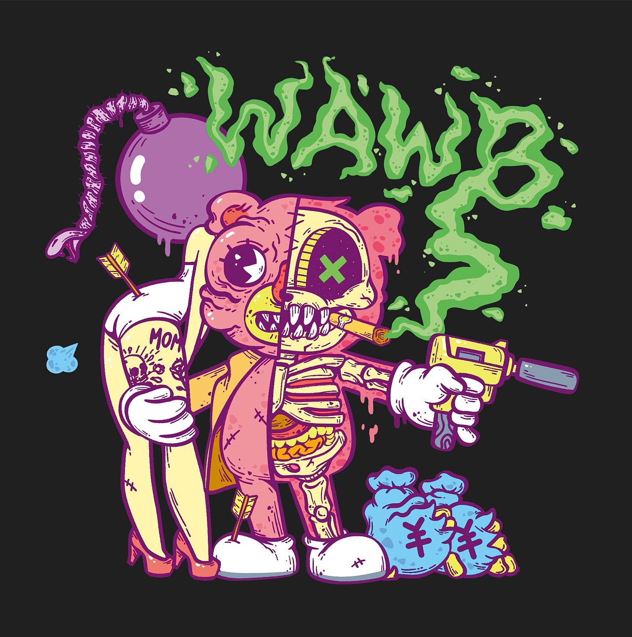 潮衣图案骷髅bear