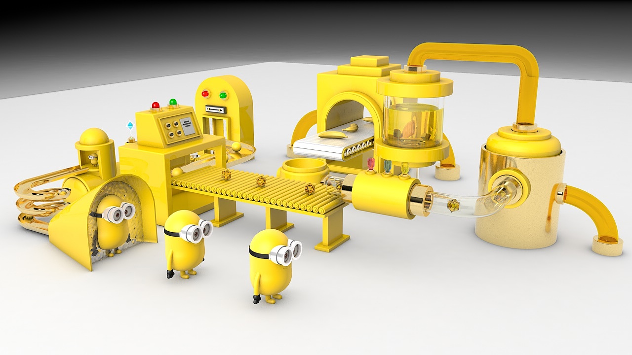 c4d#小黄人生产线