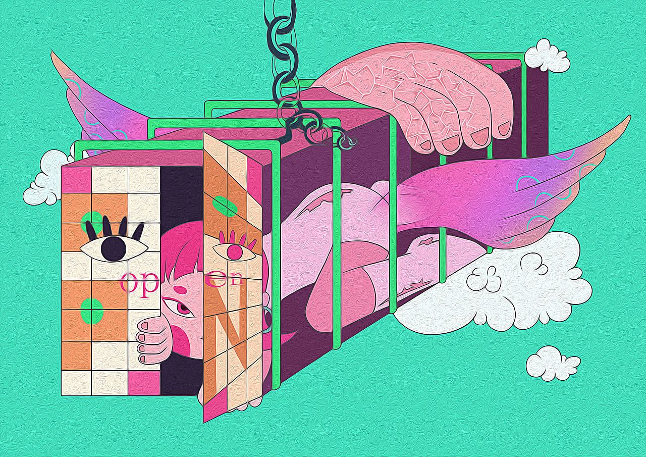 《孤独患者》系列插画（图ZMjcxODE5ODAw） - 创作习作 - 站酷设计师蓝愫原创素材 - 站酷ZCOOL