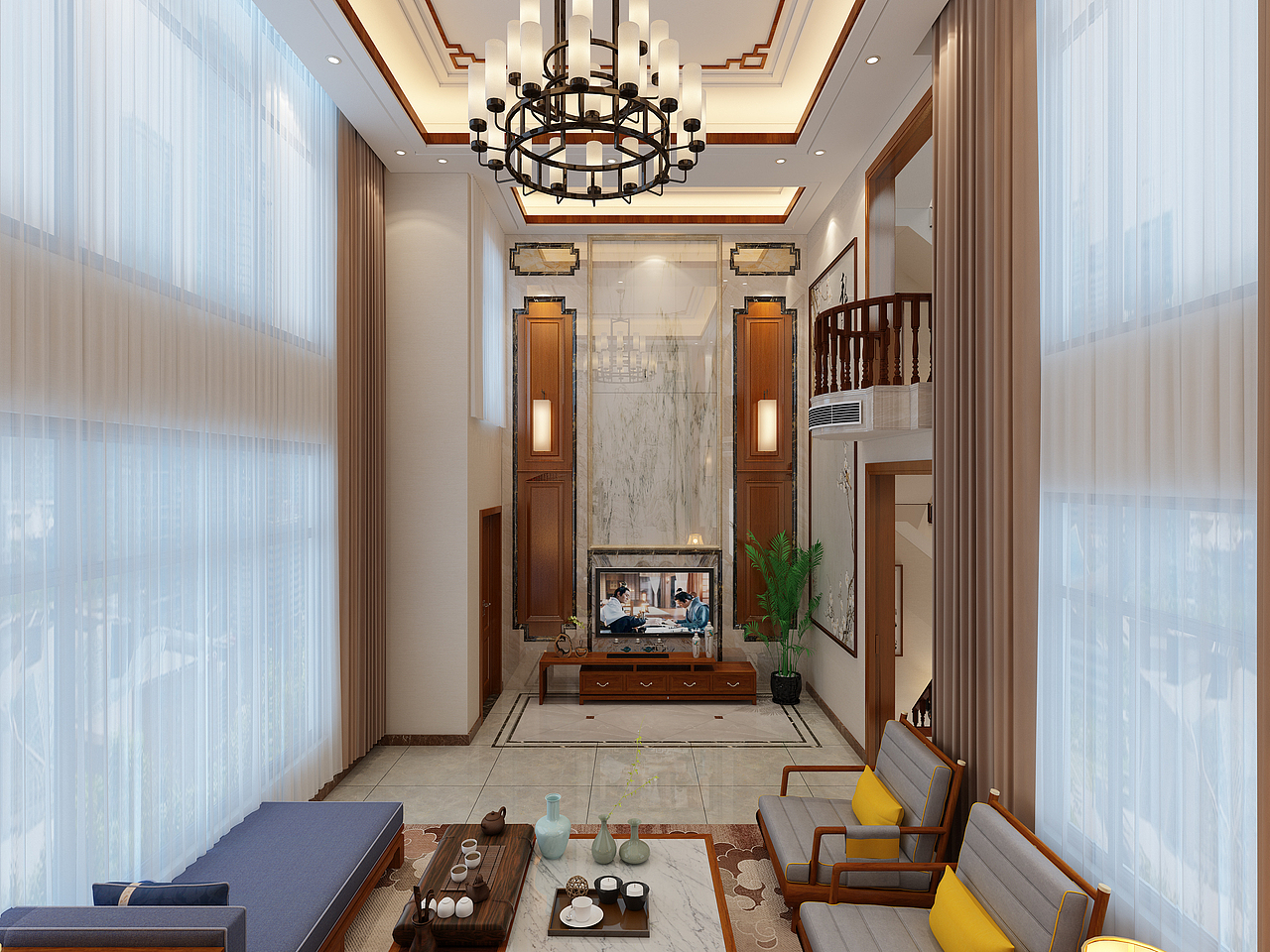 新中式别墅挑空分享