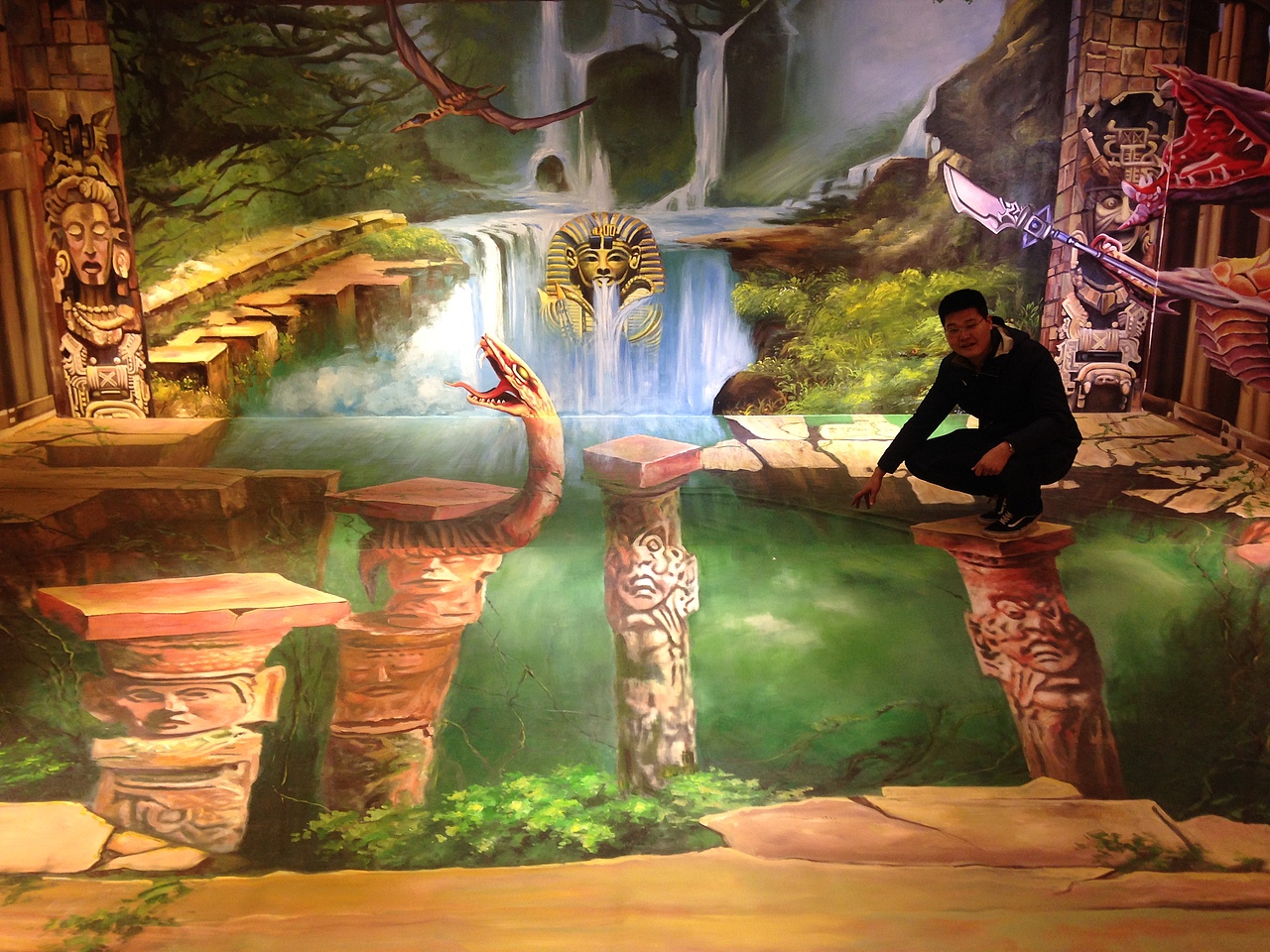 手绘《沉没埃及》巨幅3d立体画