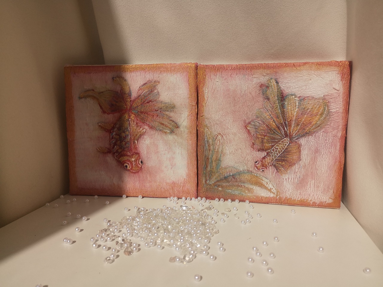 卫生纸肌理画锦鲤-人人都可成为印象派