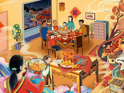 #特赞×天猫×福建-贵州#2019新年插画海报