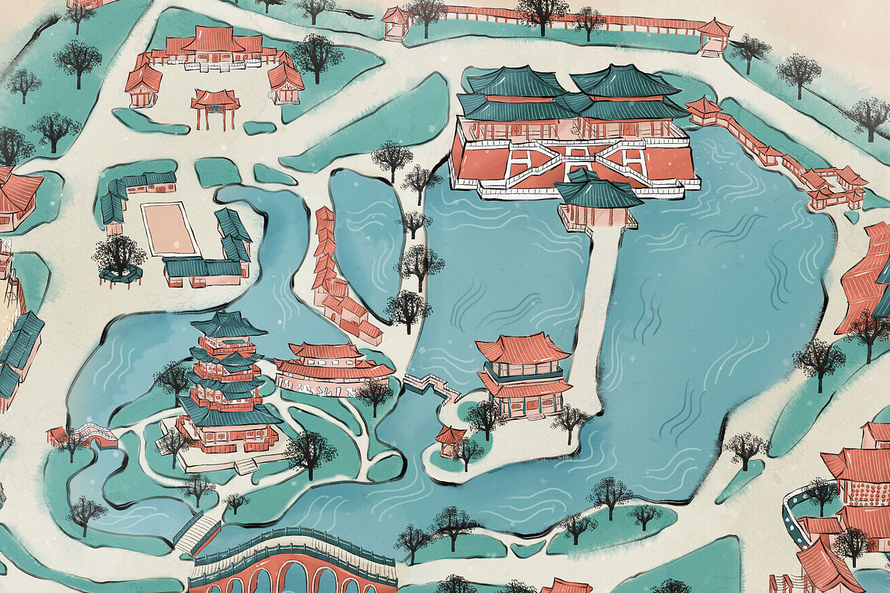 开封清明上河园手绘地图（图ZMjI2MTU0MDU2） - 商业插画 - 站酷设计师布偶玛卡原创素材 - 站酷ZCOOL