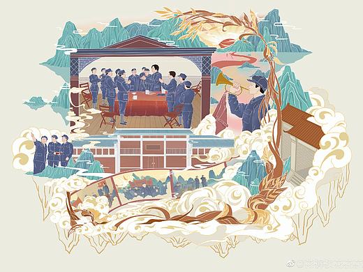 建党一百周年主题插画（个人主页-ZNTcyNzc5NjA=） - 商业插画 - 站酷设计师花裤衩啦啦原创素材 - 站酷ZCOOL