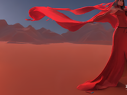 #AI创作实验室#沙漠中的海市蜃楼 和一个红衣女子