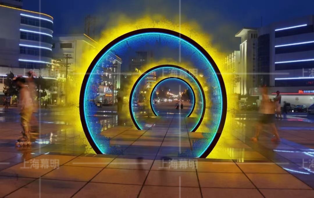 上海幕明雾环拱门隧道 酒店街区定制版水雾门景观摆件