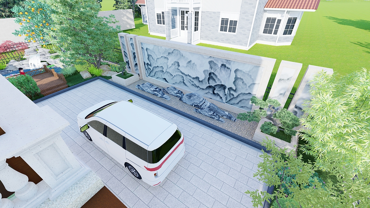 乡村别墅庭院景观设计分享（图ZMzYwNzc3NjQ0） - 景观设计 - 站酷设计师度势营造景观设计原创素材 - 站酷ZCOOL