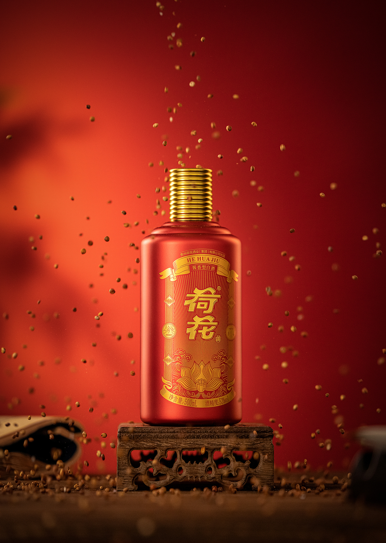 产品拍摄-白酒拍摄-荷花-红荷花