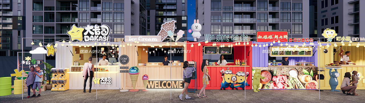 集装箱夜市设计（图ZMzYxMzk5NjA0） - 商业空间设计 - 站酷设计师王文哲设计工作室原创素材 - 站酷ZCOOL