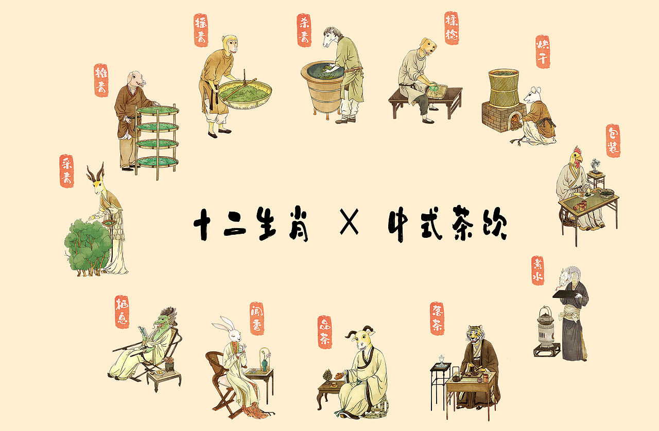 十二生肖×中式茶饮（图ZMzY5MTQ4NzEy） - 商业插画 - 站酷设计师Huang师傅原创素材 - 站酷ZCOOL
