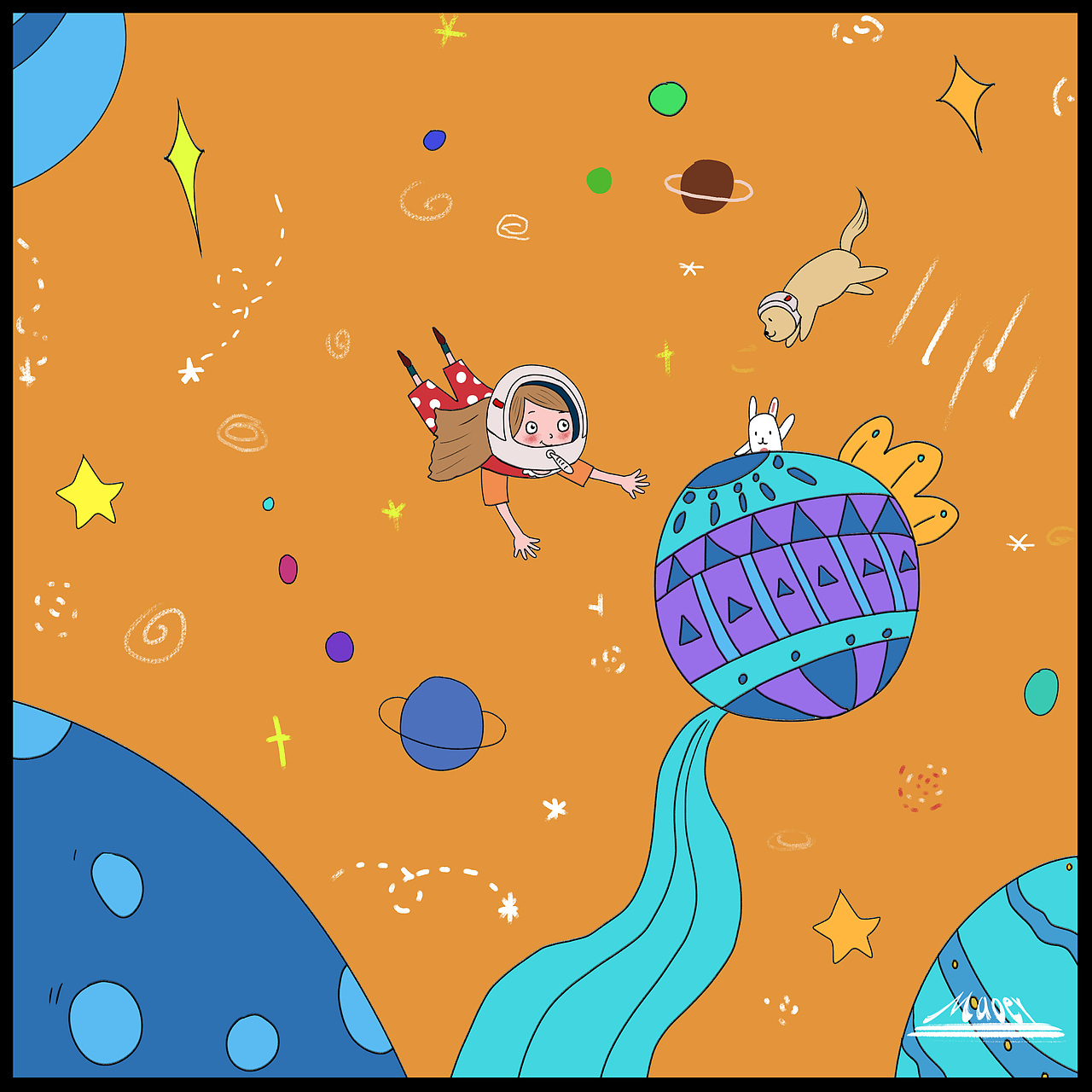 文创插画-Alice太空历险记（图ZMzMyMjc5MzY4） - 儿童插画 - 站酷设计师非凡哥品牌设计原创素材 - 站酷ZCOOL