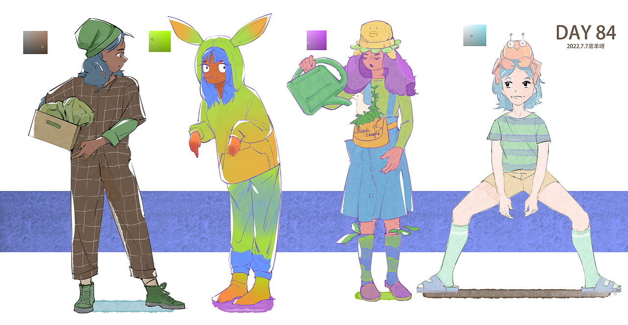 【人物隔日涂】51-100（图ZMzE1NzQ4ODA4） - 创作习作 - 站酷设计师黑羊呀原创素材 - 站酷ZCOOL