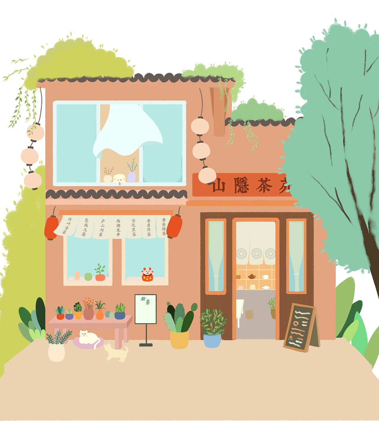 轻质感室外建筑插画