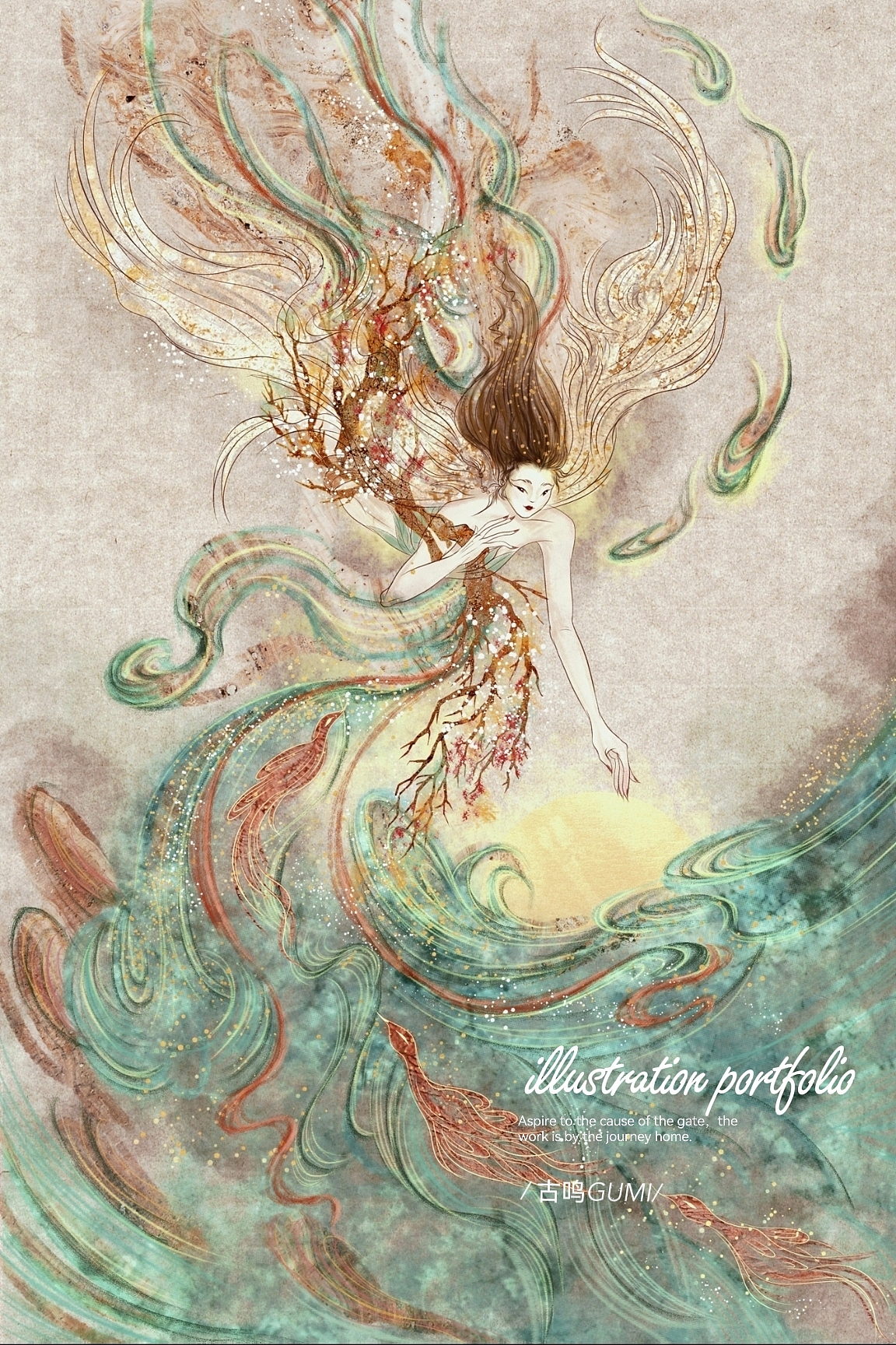 精卫填海（图ZMzI2MzgxNzA0） - 商业插画 - 站酷设计师古鸣原创素材 - 站酷ZCOOL