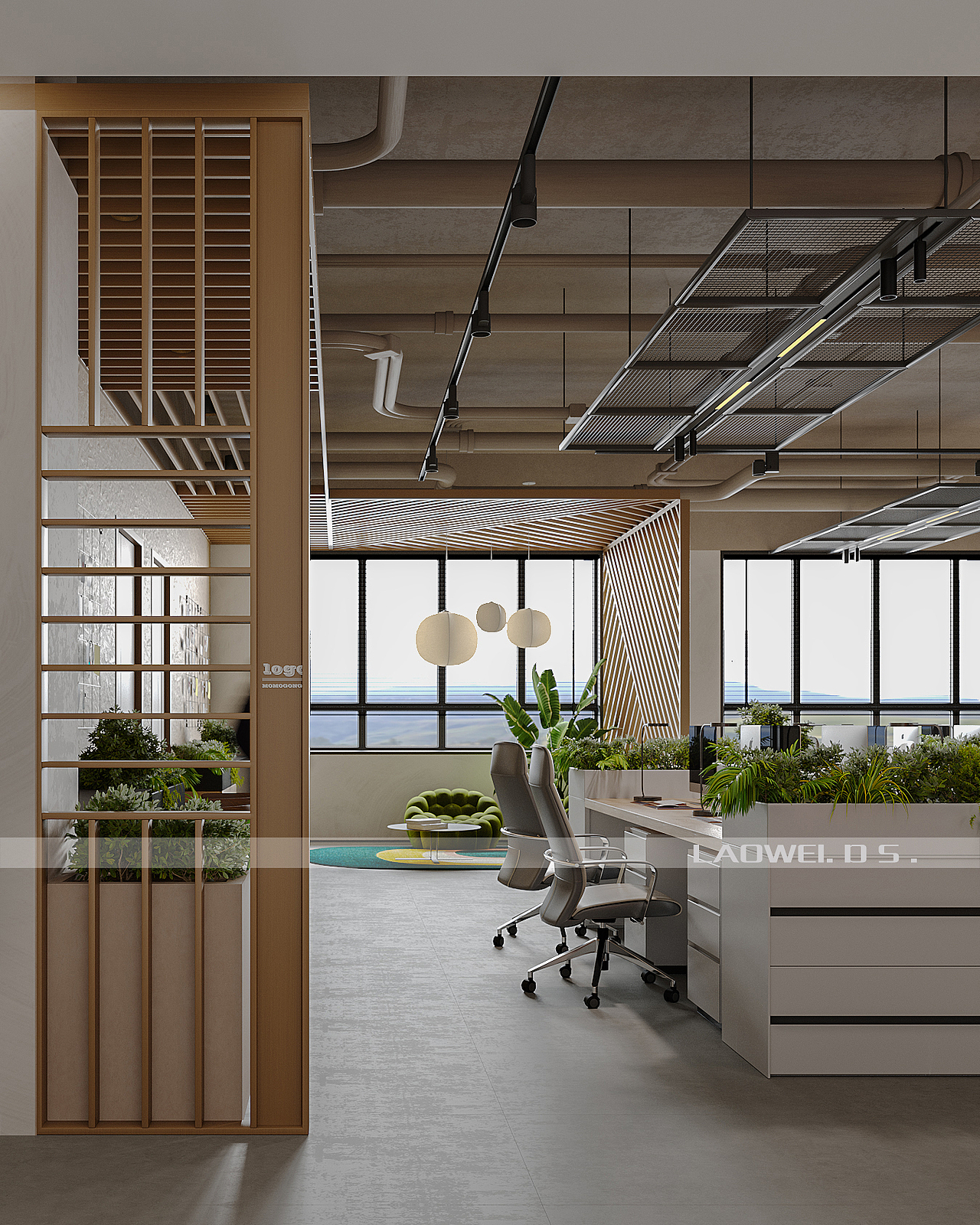 侘寂办公区渲染
