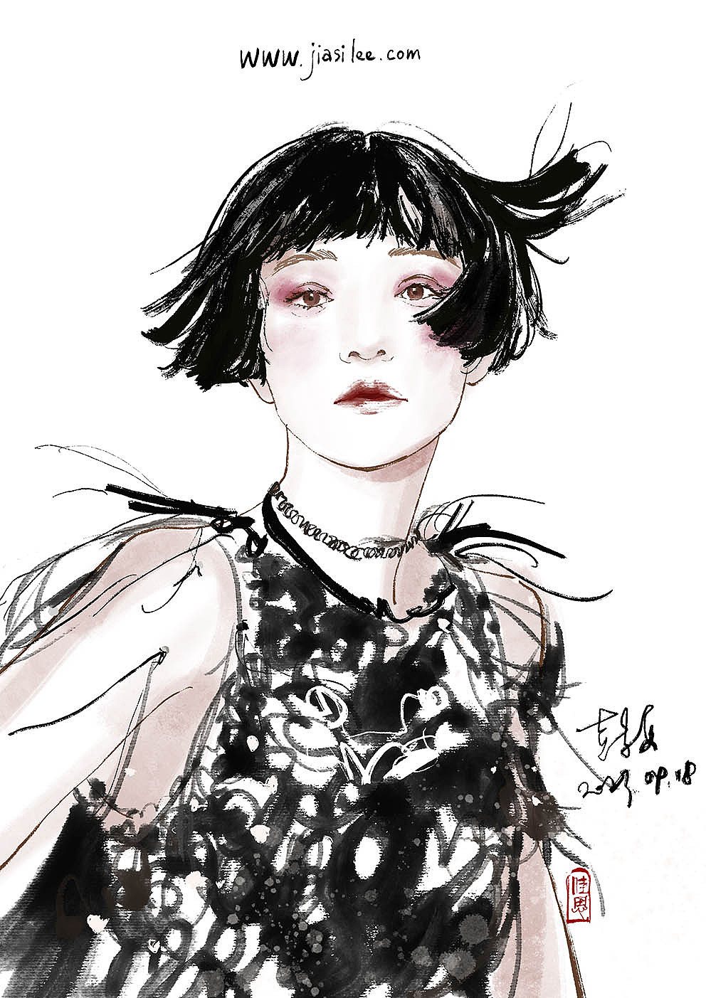 2023年procreate水墨时尚人物插画（图ZMzcwODUxODky） - 新锐潮流插画 - 站酷设计师李鼓夏JiasiLee原创素材 - 站酷ZCOOL