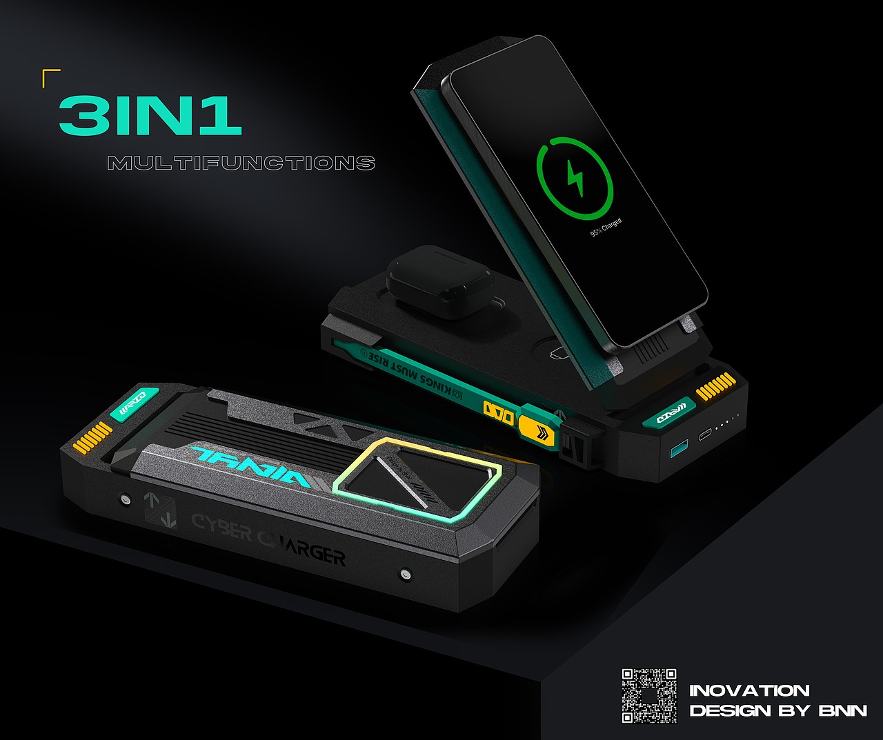 赛博朋克风格充电装备设计 | BNN工业设计（图ZMzQxMDA5Mzg4） - 电子产品 - 站酷设计师BNNdesign原创素材 - 站酷ZCOOL