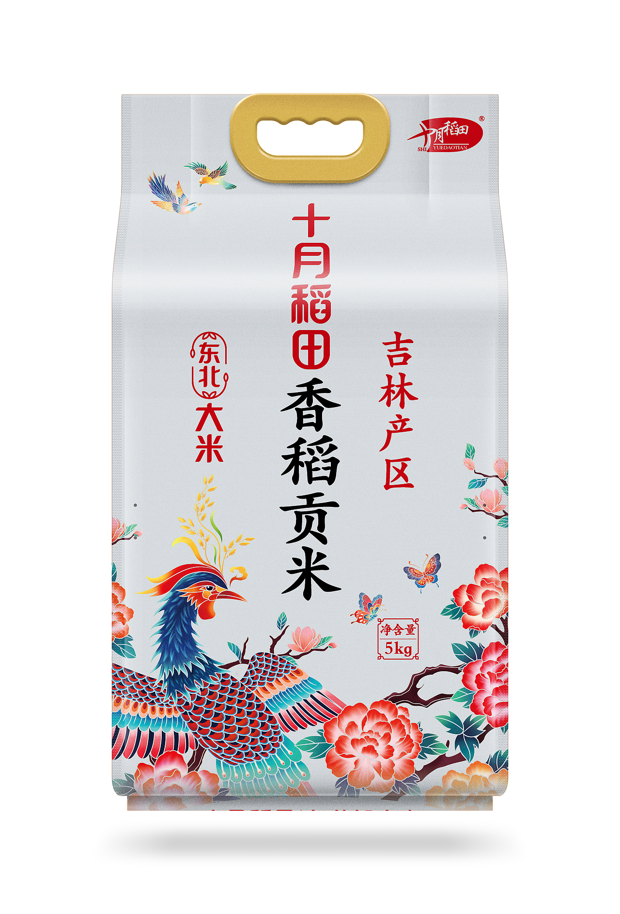 十月稻田凤凰五款大米包装插画