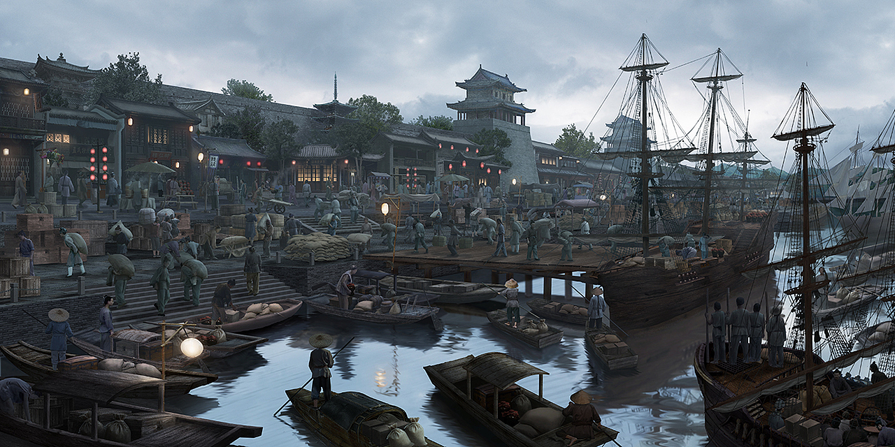 古装外景码头概念设计（图ZMzYxMDk1NzAw） - 概念设定 - 站酷设计师玥夏moon原创素材 - 站酷ZCOOL