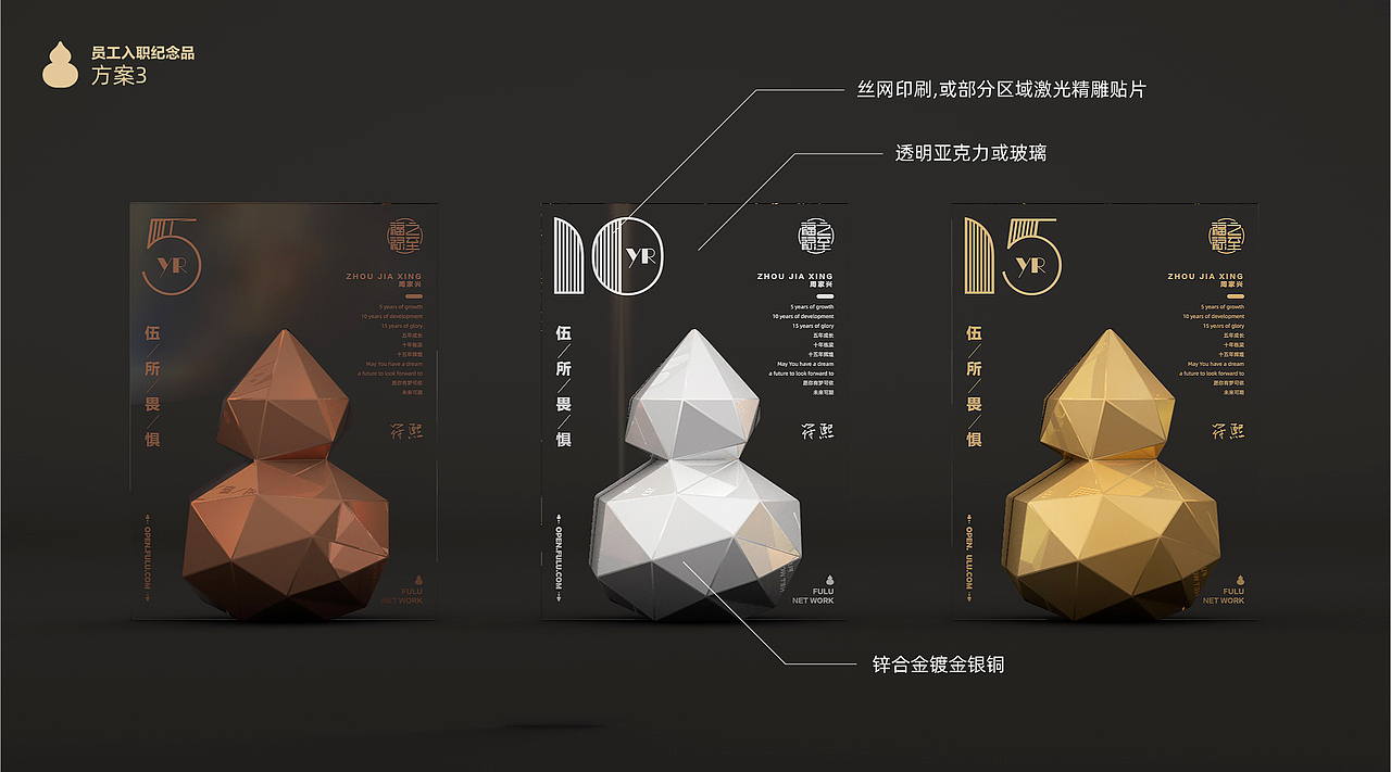 武汉福禄网络科技有限公司-员工奖杯/纪念摆件设计