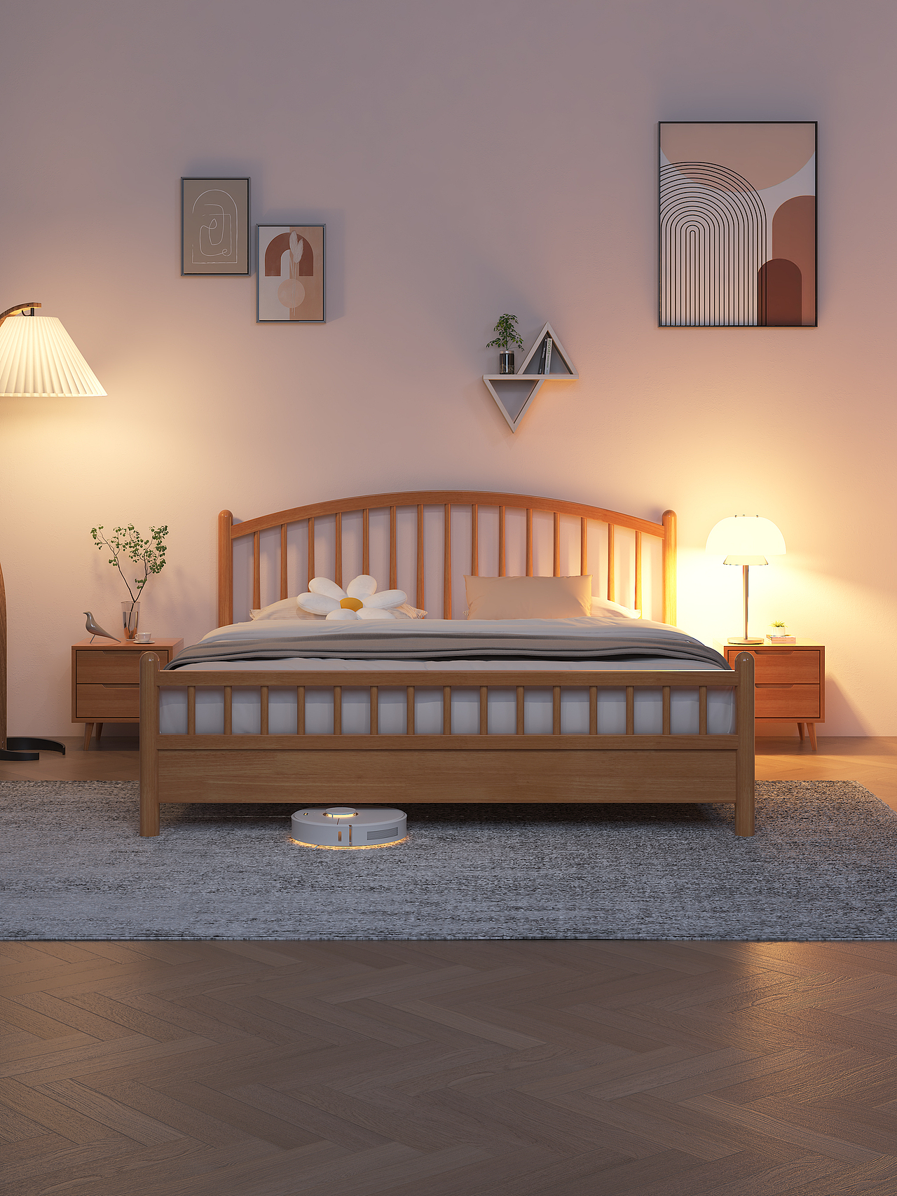 北欧温莎实木床