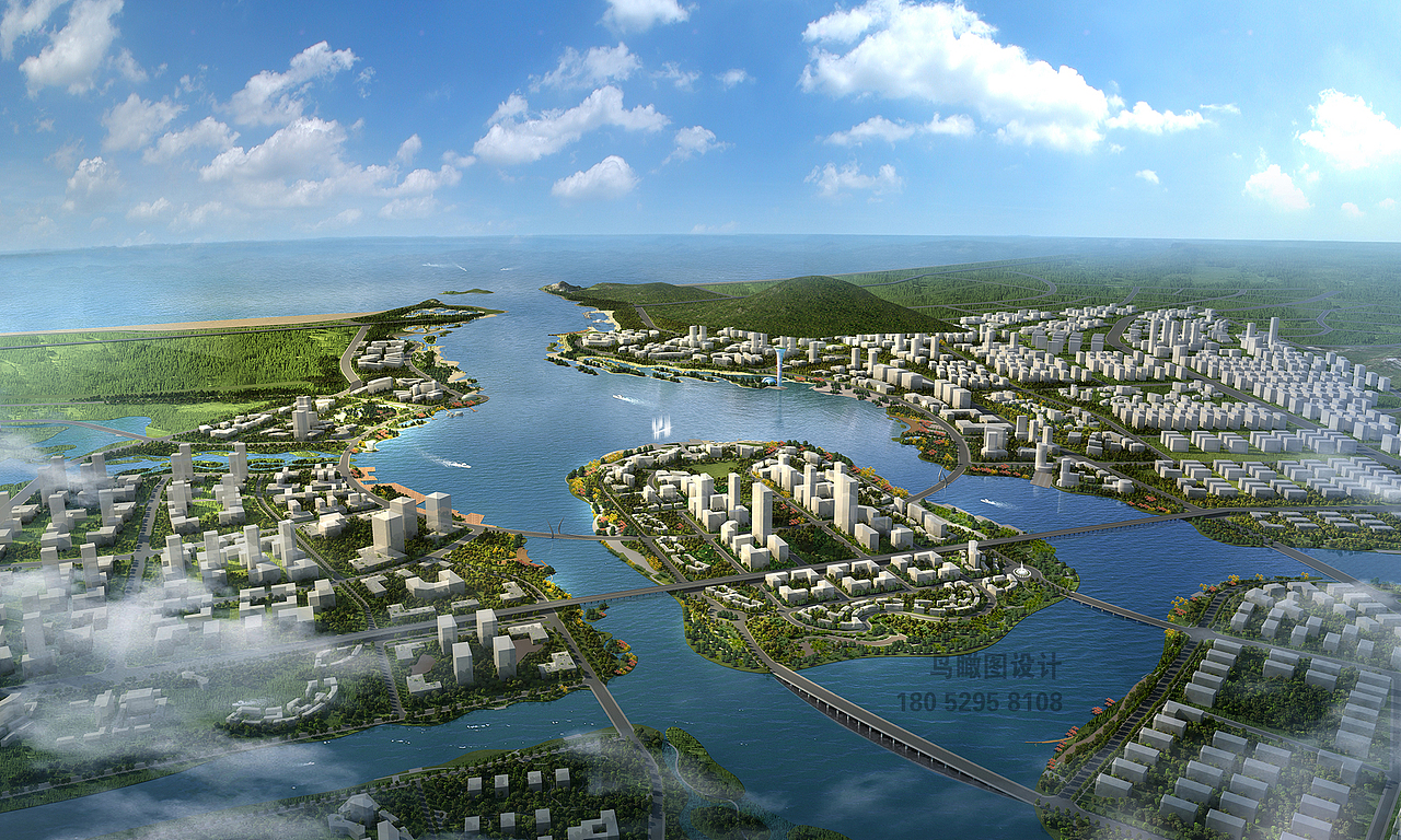 城市规划鸟瞰图作品