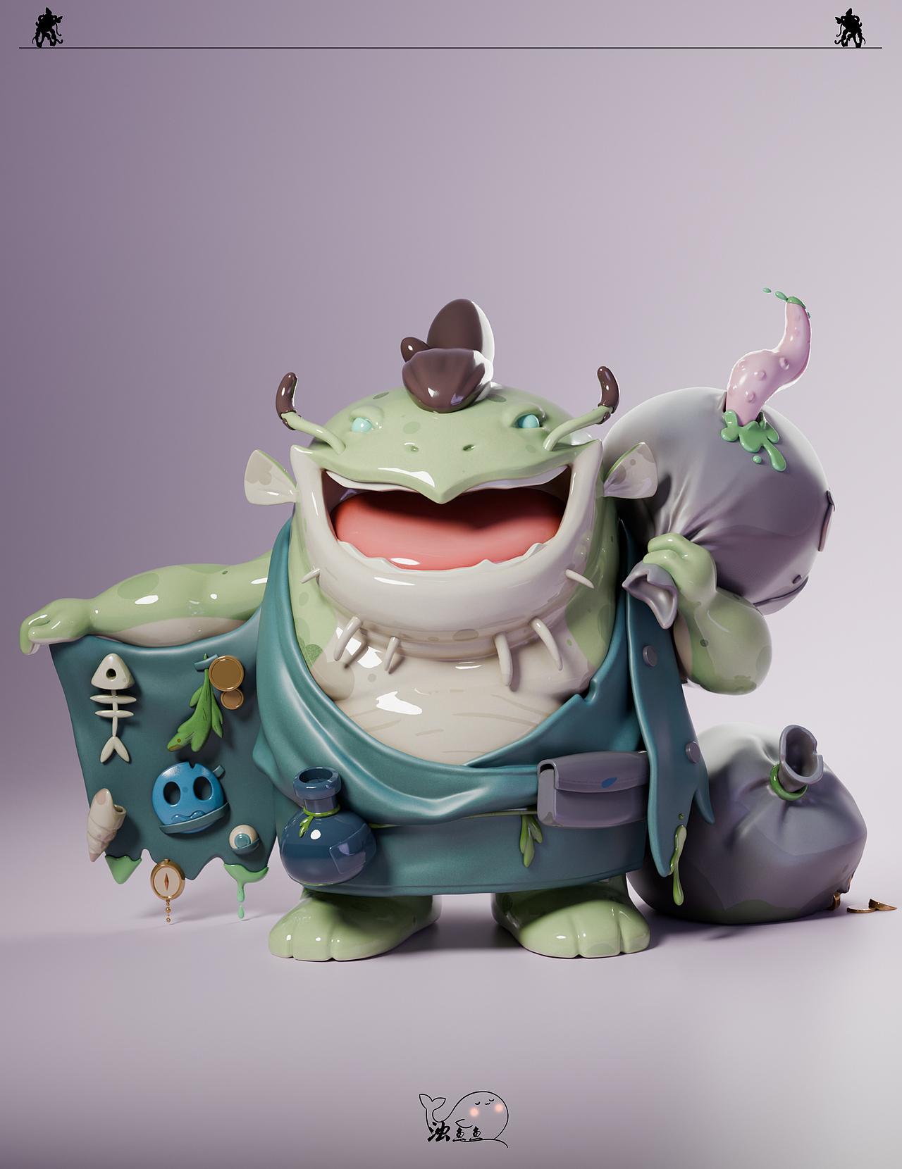 【老甲的鱼塘】ip形象建模|3D练习（图ZMzY4OTU2NjM2） - 人物/生物 - 站酷设计师浊鱼鱼原创素材 - 站酷ZCOOL