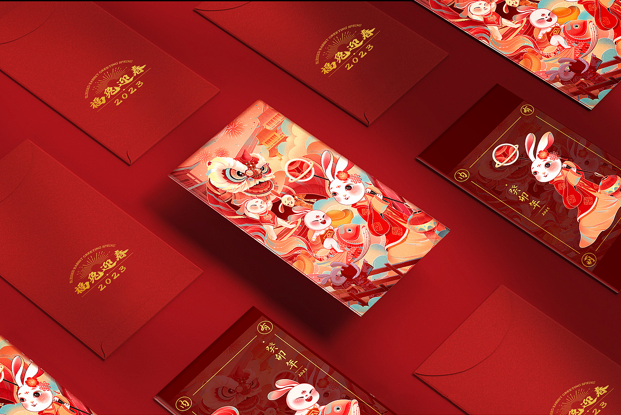 2023兔年新年国风插画——福兔迎春（图ZMzIyMTA5Nzcy） - 商业插画 - 站酷设计师插画师肋骨原创素材 - 站酷ZCOOL