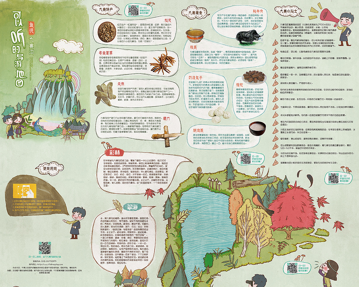 鱼说「九寨沟」﹣可以听的导游地图(手绘地图设计)