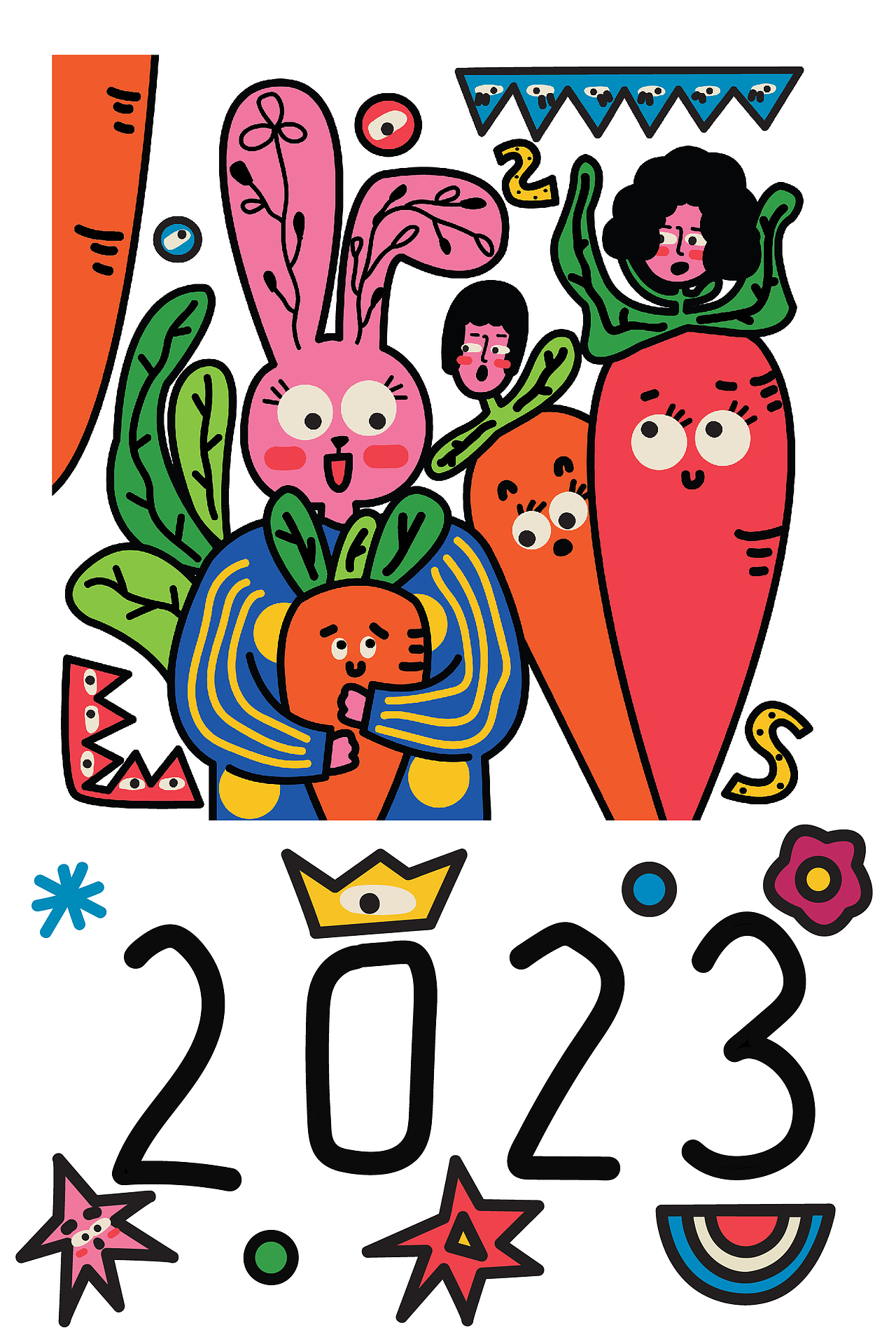 2023兔年原创插画日历 x 西猫柿 ｜ 可爱搞怪日历（图ZMzI1MTgwNzMy） - 商业插画 - 站酷设计师西猫柿原创素材 - 站酷ZCOOL