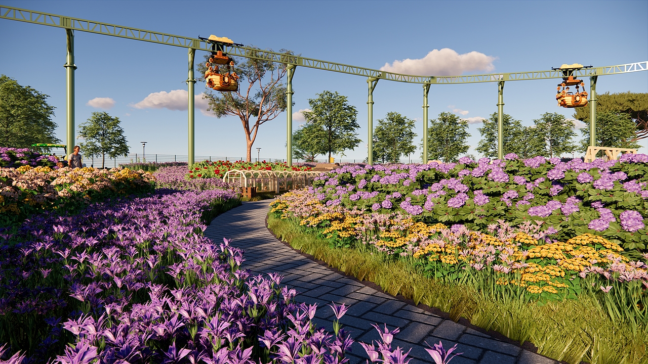 室外花海配合游乐主题的公园项目
