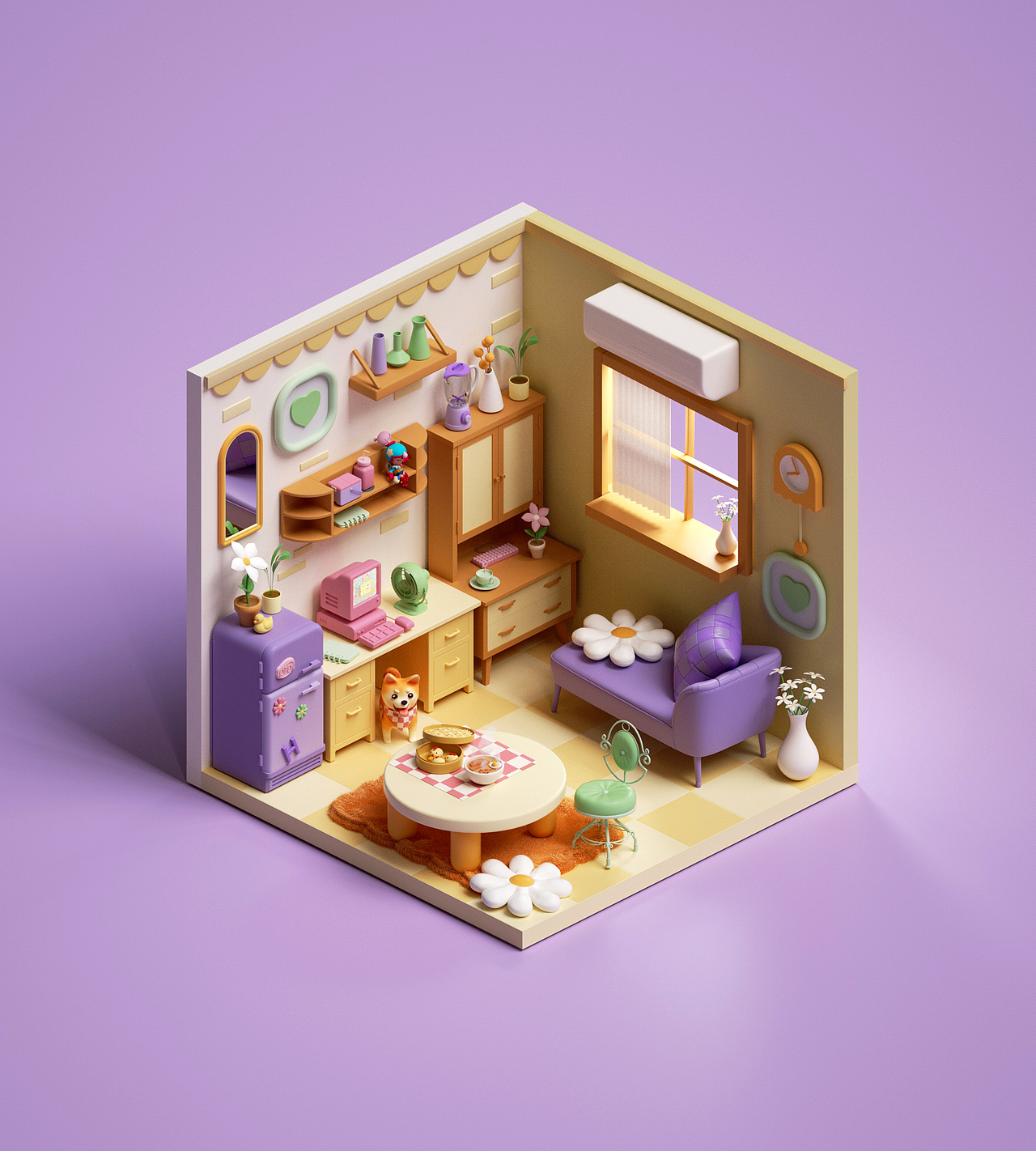 蜂巢行动c4d小房间~（图ZMzE4MjA5MjEy） - 场景 - 站酷设计师胖球hui原创素材 - 站酷ZCOOL