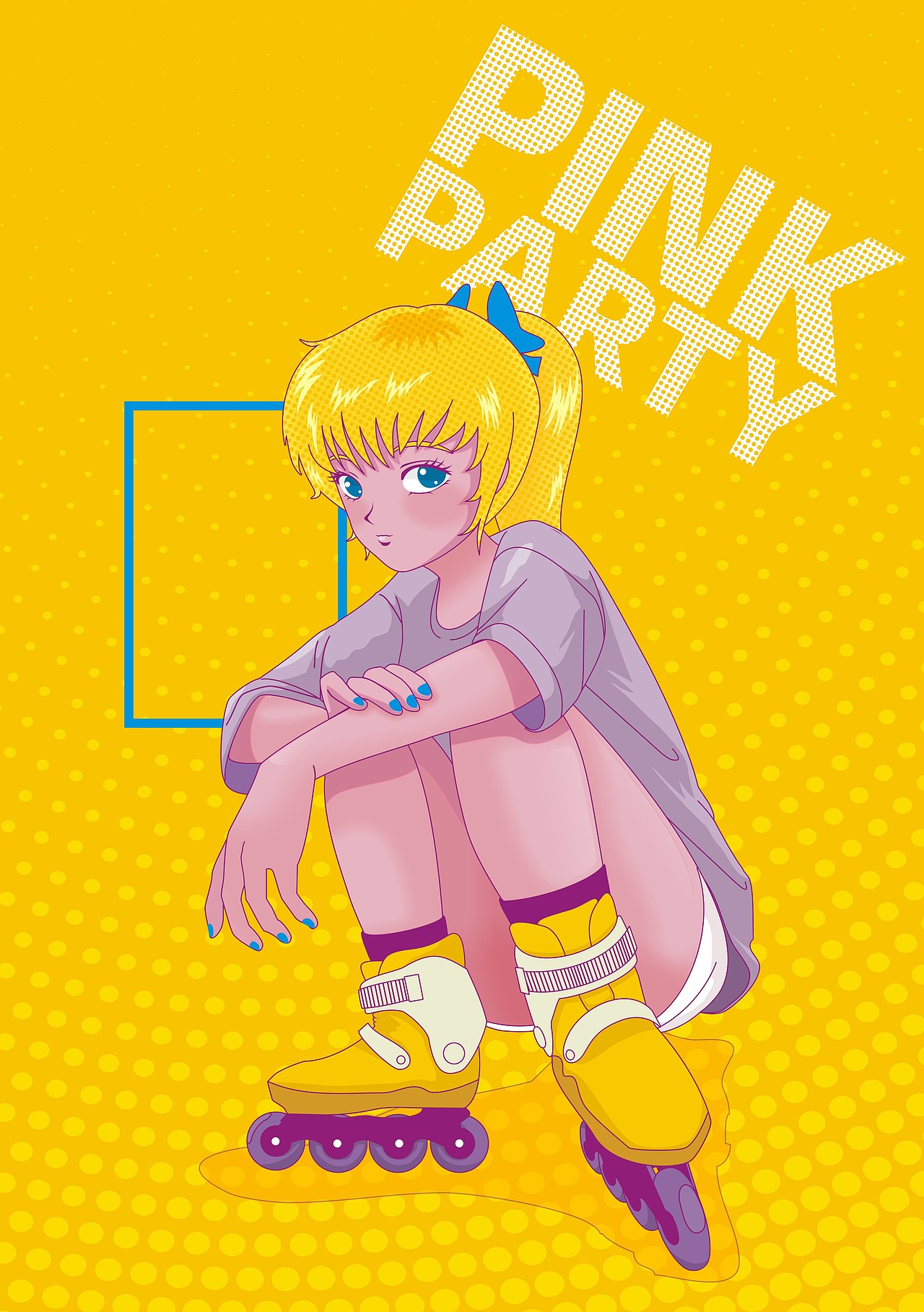 三张轮滑女孩，CoreIDRAW作品