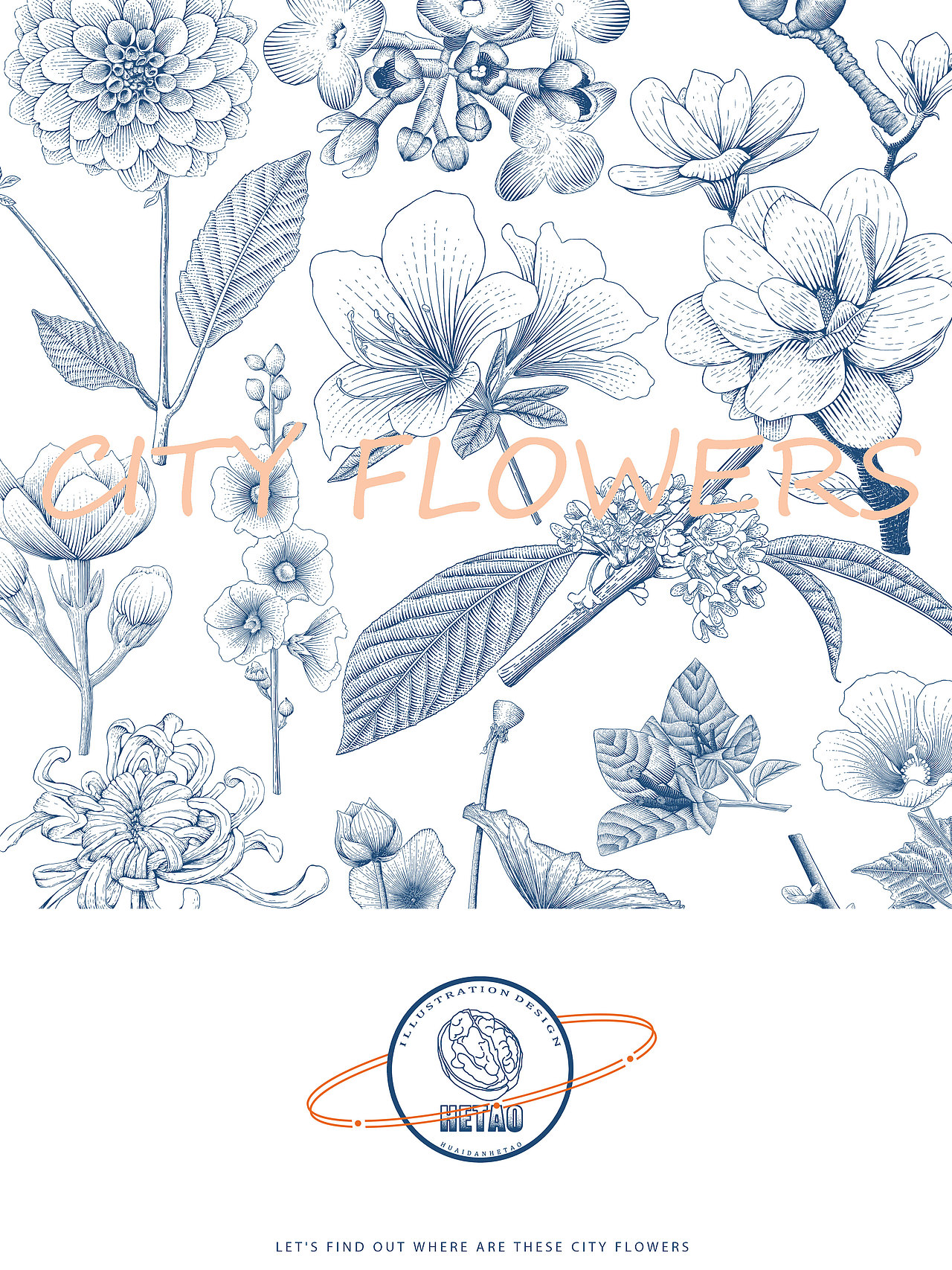 原创插画|版画|包装设计|city flowers|花朵