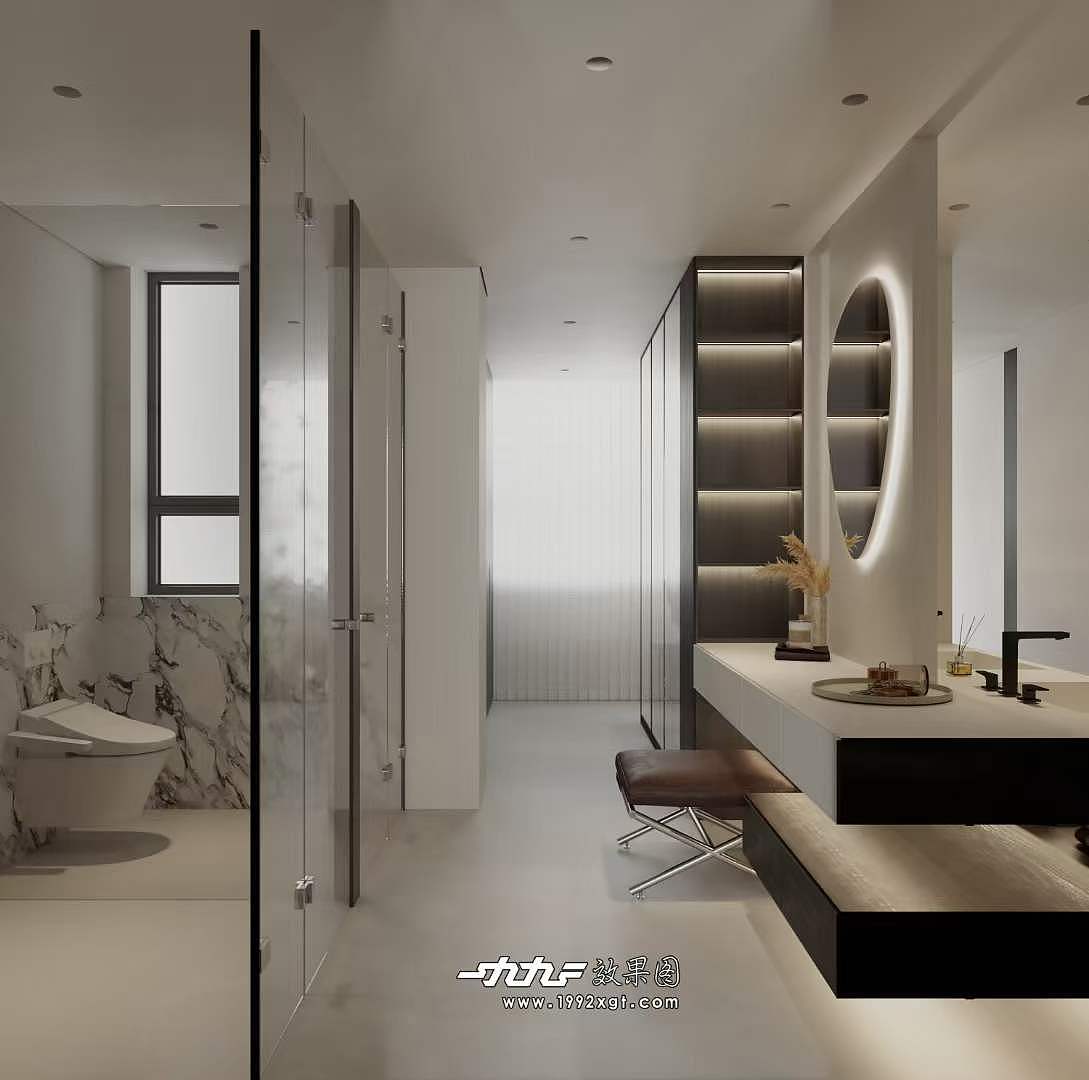 现代风格 黑白色  无主灯