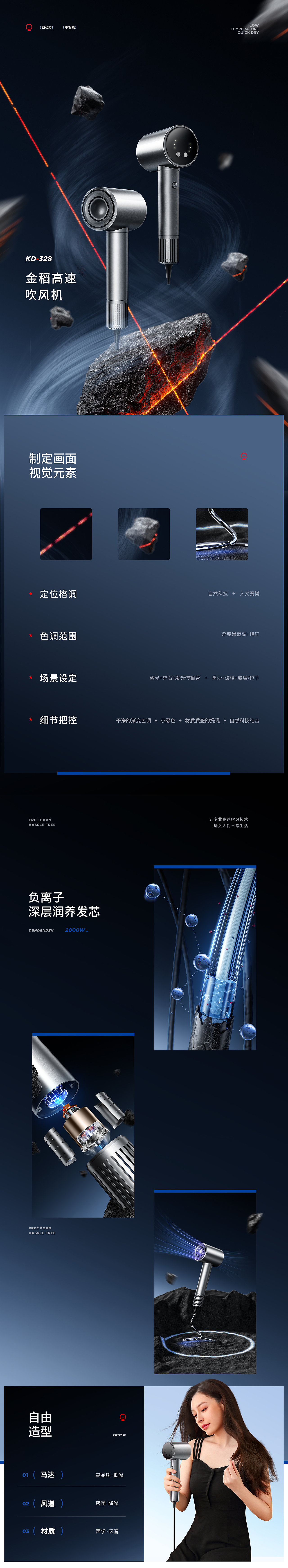 金稻高速吹风机详情视觉分享（图ZMzQ2MzUzNDg0） - 电商 - 站酷设计师dendenden原创素材 - 站酷ZCOOL