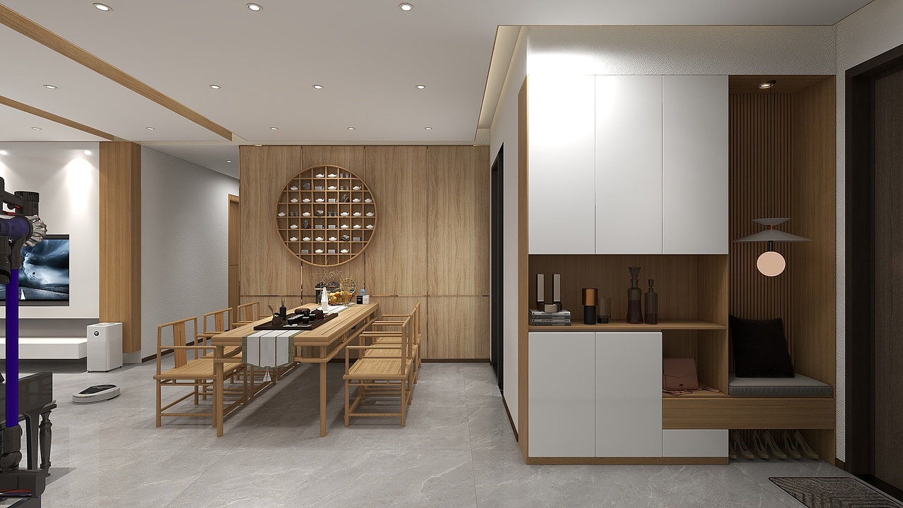 四川广元某小区109平方户型现代新中式混搭