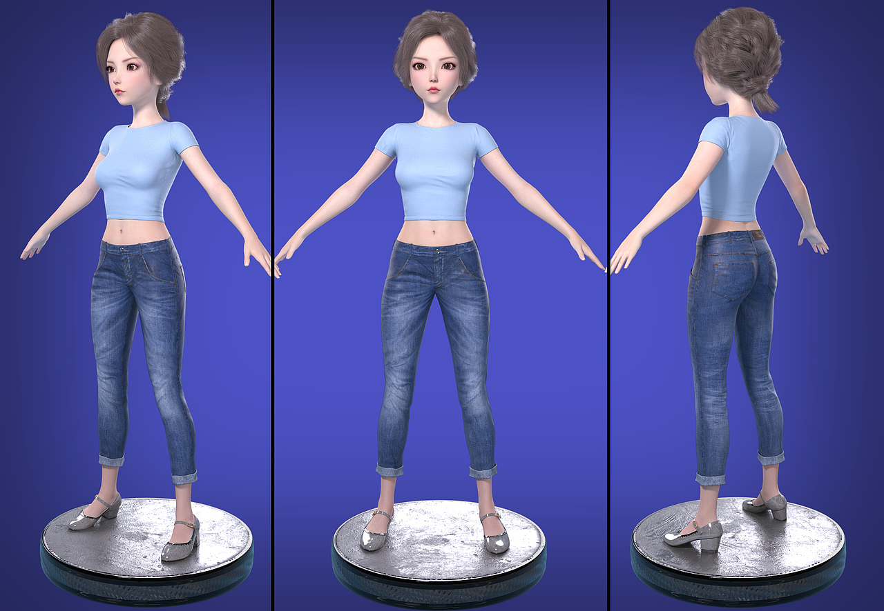 原创美少女数字人模型可爱女孩美女大学生青春少女