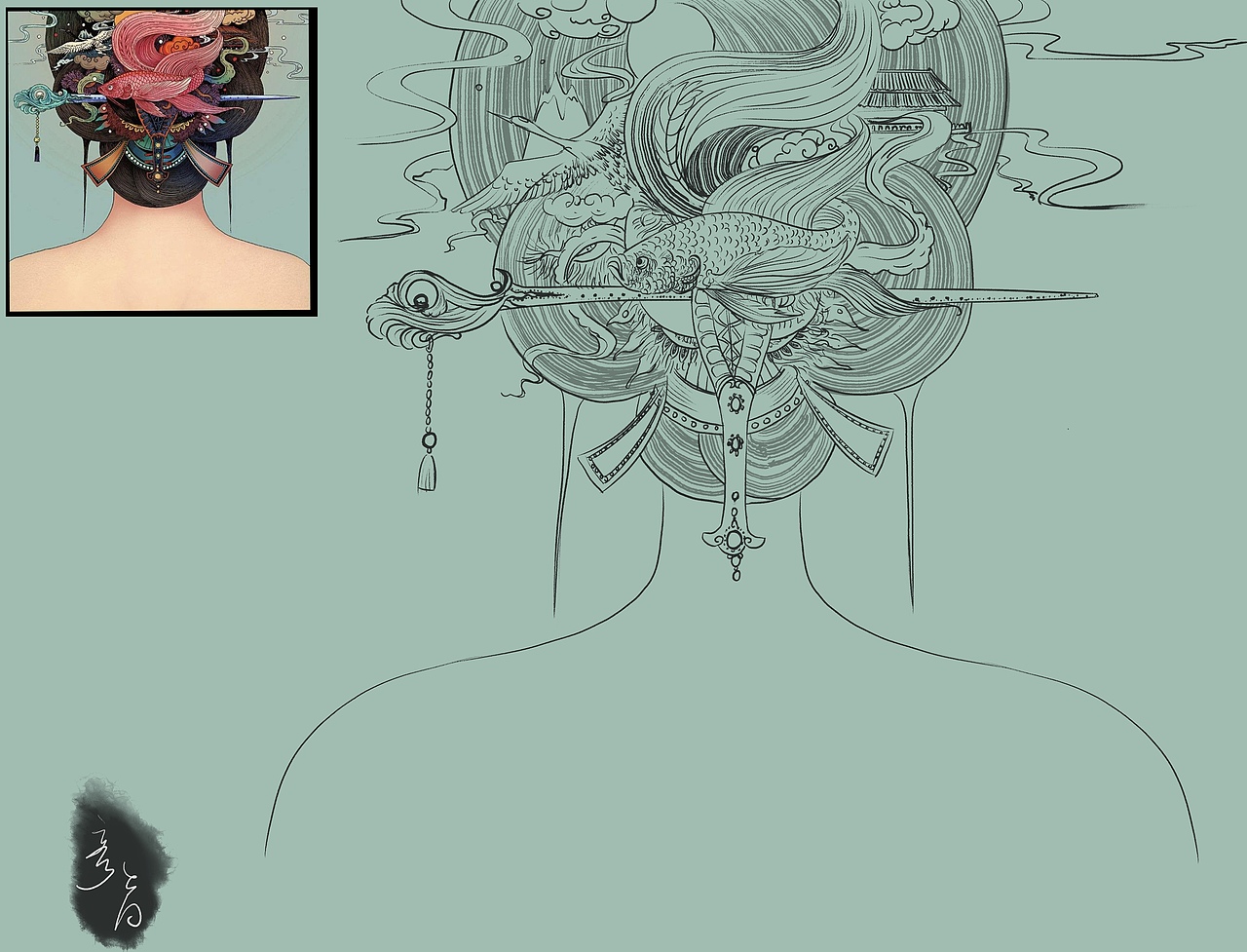 临摹倪传婧线稿练习