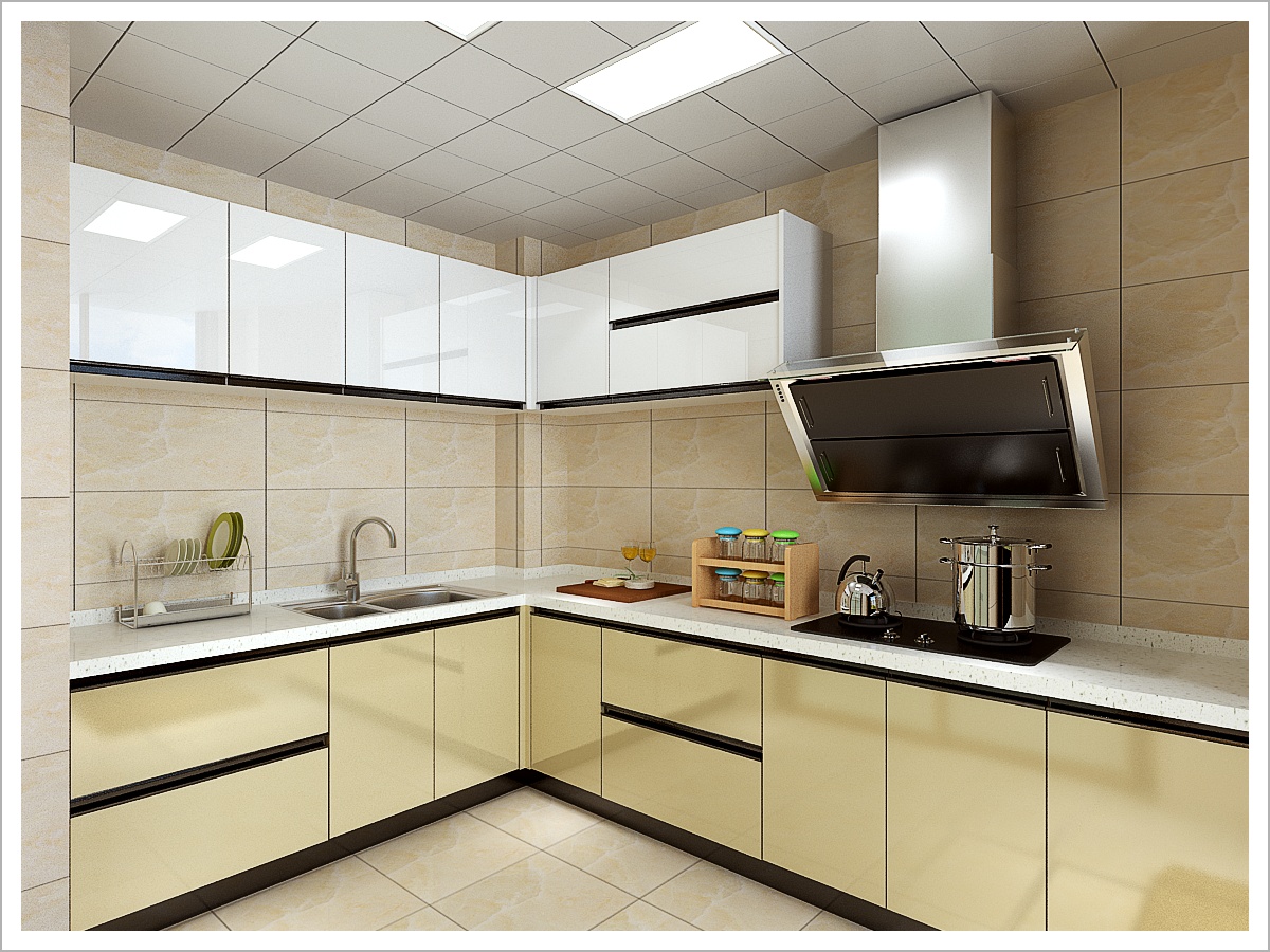 美式厨房整体橱柜布置_装修图片-保障网装修效果图